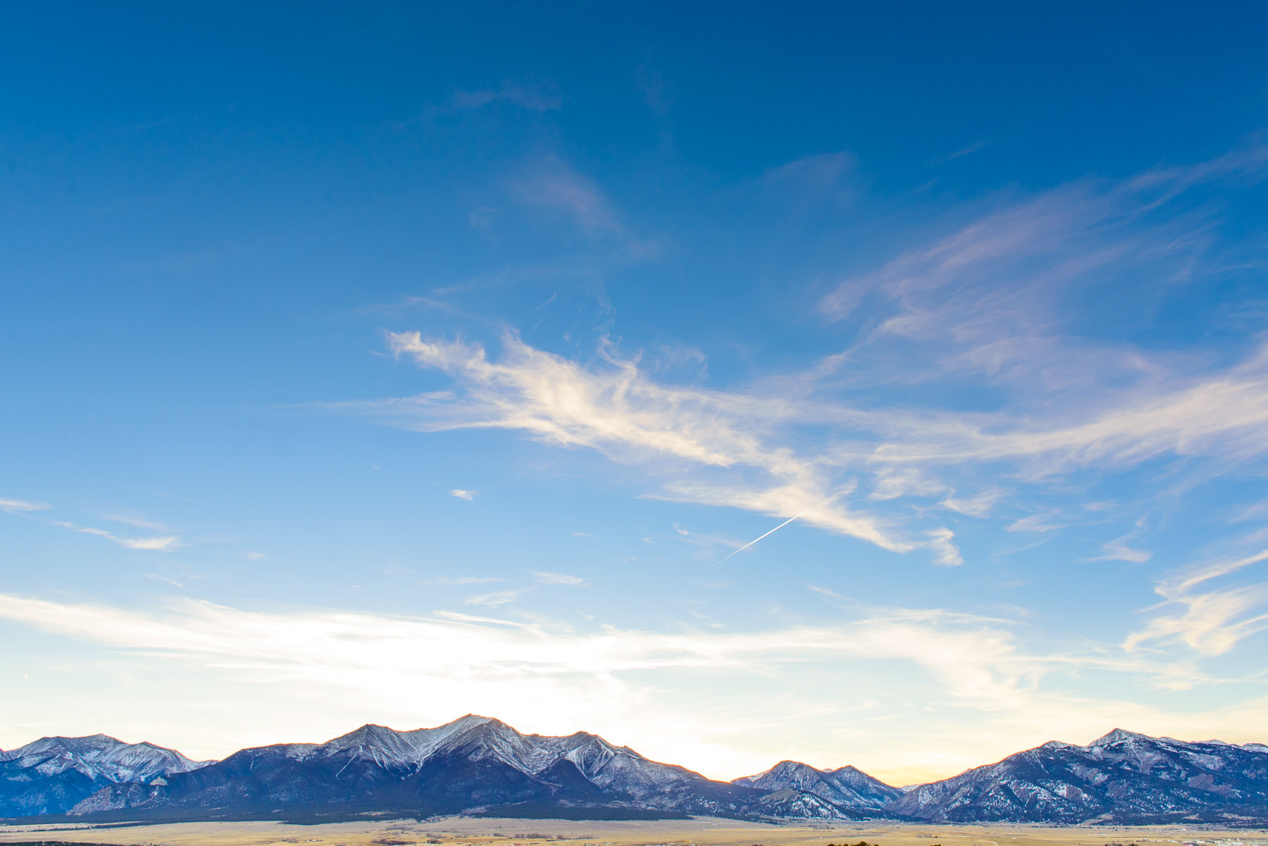 Colorado mountain range at sunset