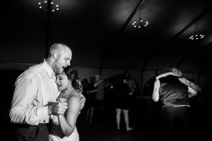 bride and groom dancing the last dance of their oaks golf course reception