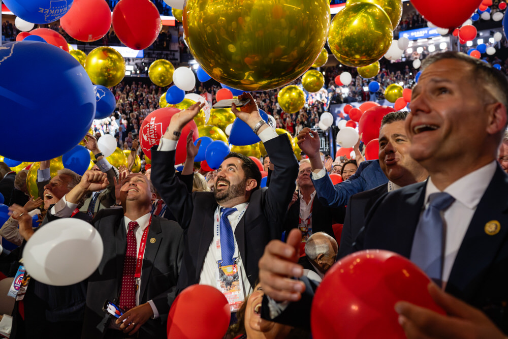 Balloons fall at the end of the Republican National Convention on Thursday, July 18, 2024 at the Fiserv Forum in Milwaukee, Wisconsin.