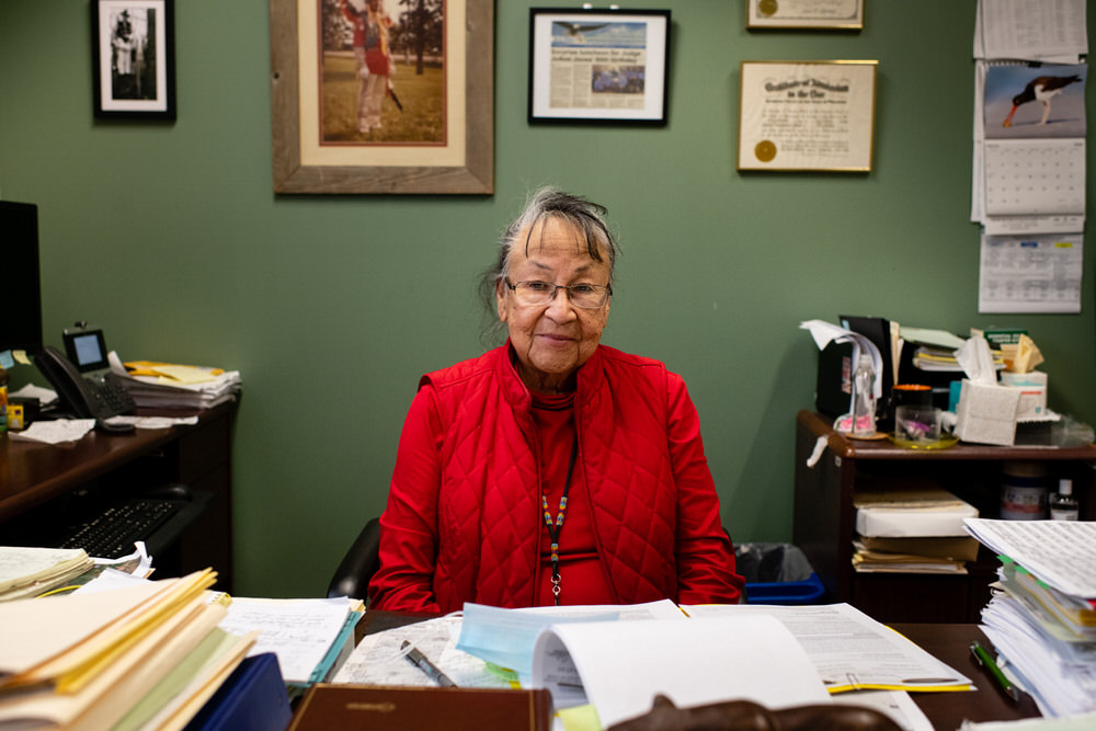 JoAnn Jones, Ho-Chunk Nation Associate Judge and former President, in her office at Ho-Chunk Nation Tribal Court, Black River Falls, Wisconsin